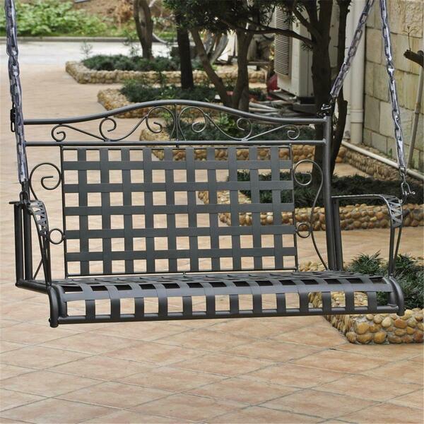 International Caravan Mandalay Iron Hanging Swing, Antique Black 3451-ANT-BK